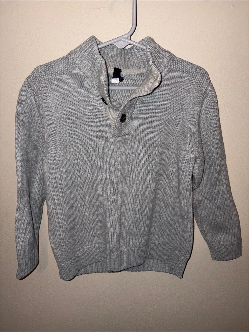 GAP Light Gray Boys Shawl Collar Button Sweater